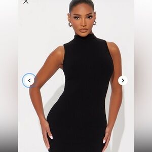 Ambiance Black Sleeveless Mock Neck Ribbed Midi